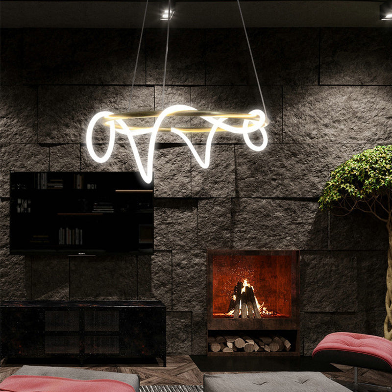 Flexibele buis kroonluchter eenvoud acryl gold led plafond hanger voor woonkamer