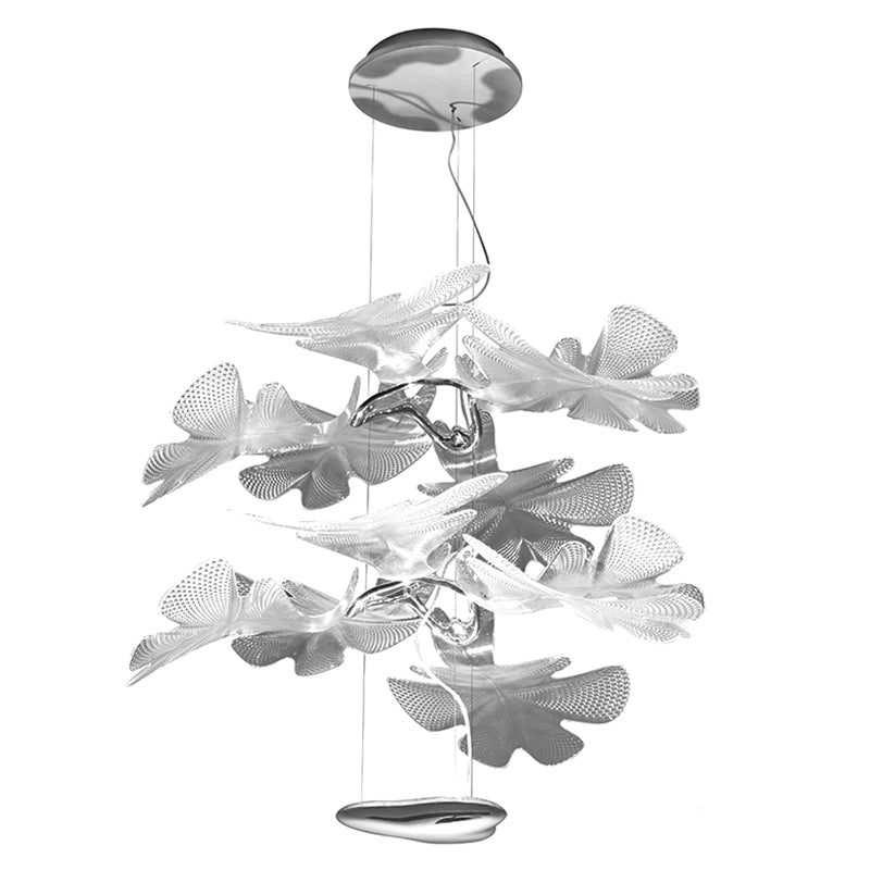Clear Floral Chandelier Art Deco Acrylic LED Hanging Ceiling Light for Living Room