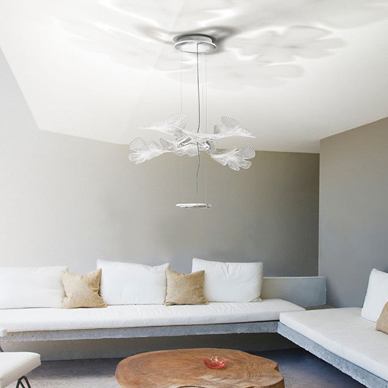 Clear Floral Chandelier Art Deco Acrylic LED Hanging Ceiling Light for Living Room