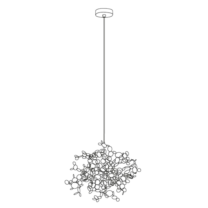 Stainless Steel Leaves Pendant Light Modern 3-Light Sequin Chandelier for Clothing Store