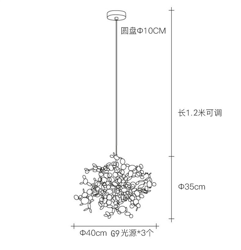 Stainless Steel Leaves Pendant Light Modern 3-Light Sequin Chandelier for Clothing Store