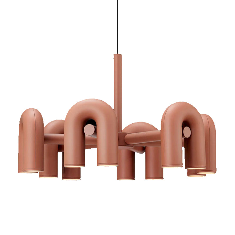 U Shaped LED Chandelier Light Art Deco Metal Living Room Suspended Lighting Fixture