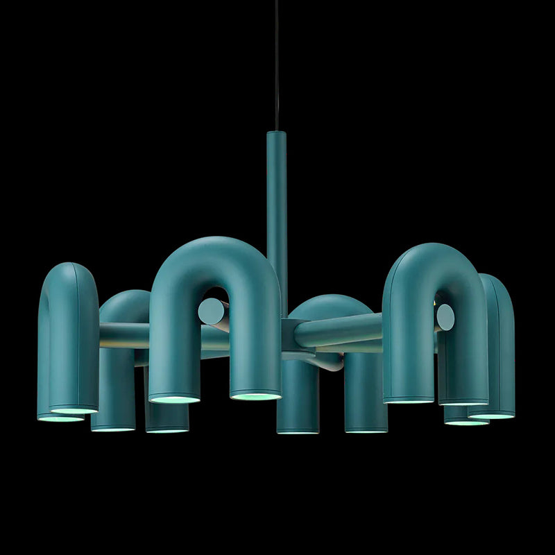 U Shaped LED Chandelier Light Art Deco Metal Living Room Suspended Lighting Fixture