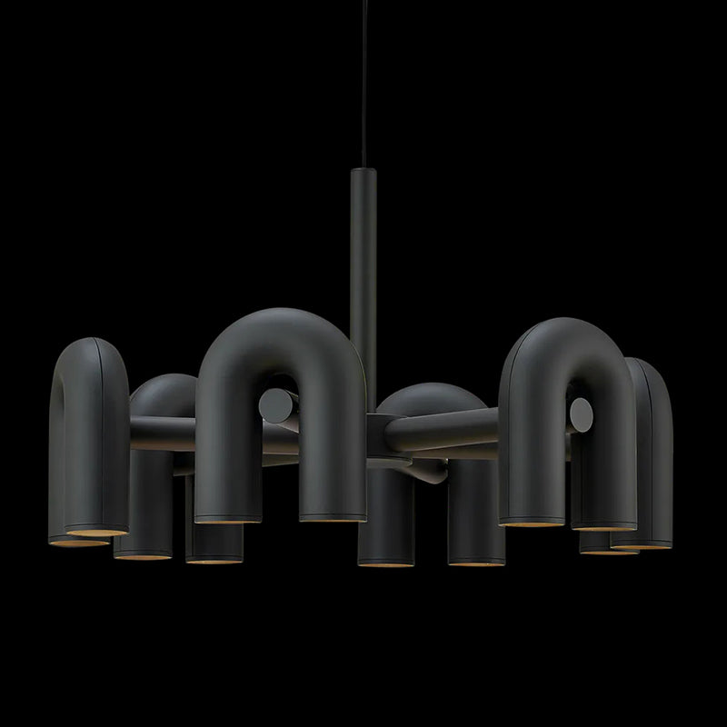 U Shaped LED Chandelier Light Art Deco Metal Living Room Suspended Lighting Fixture