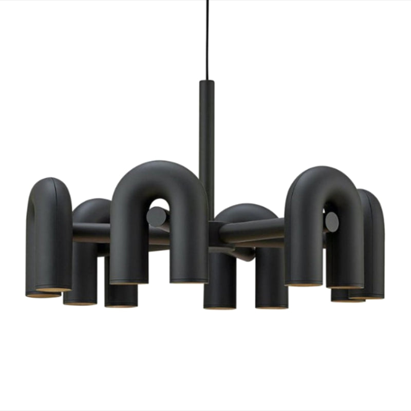 U Shaped LED Chandelier Light Art Deco Metal Living Room Suspended Lighting Fixture