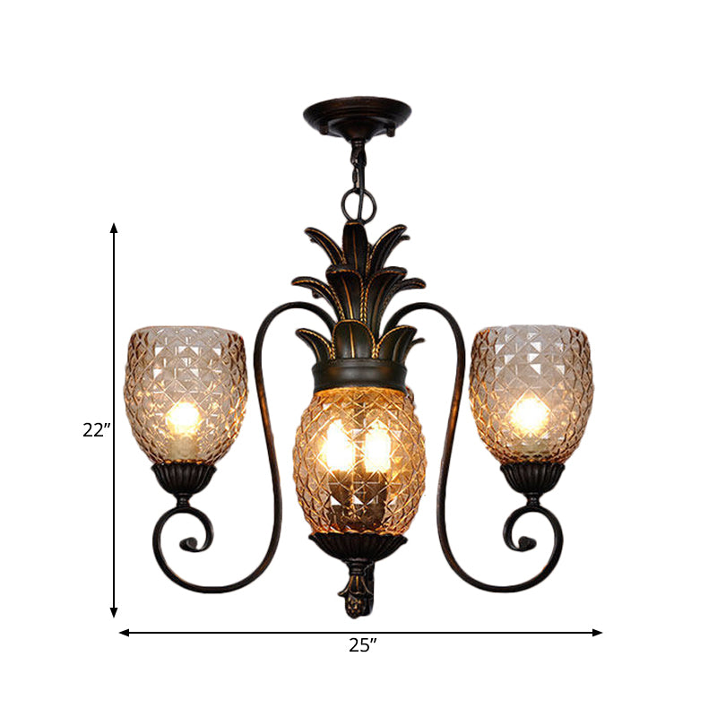 5/7 Lights Bedroom Ceiling Lamp Traditional Black Chandelier Pendant Light with Cup Frosted Prismatic Glass Shade