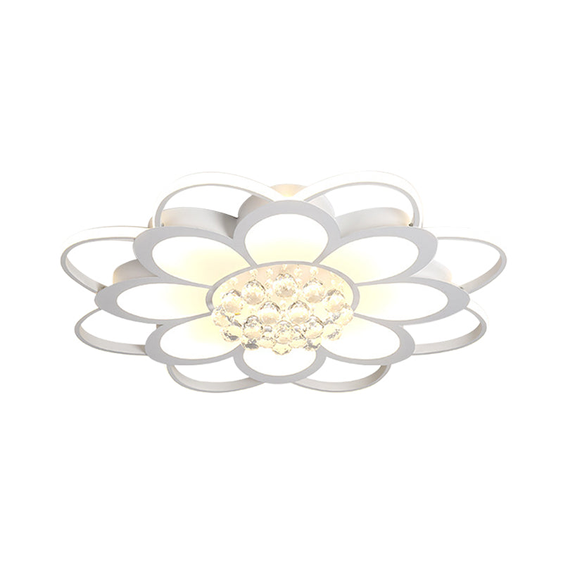 Lámpara empotrada de cristal LED de 20,5 "/27"/31,5 "W lámpara de montaje empotrado Floral blanco Simple para sala de estar en luz cálida/blanca/de 3 colores