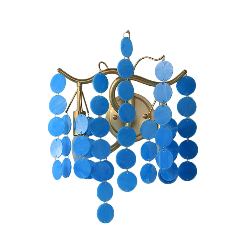 Branch Design Bedroom Wall Lighting Blue/Pink Glass 2 Lights Modern Style Wall Lamp with Open Bulb