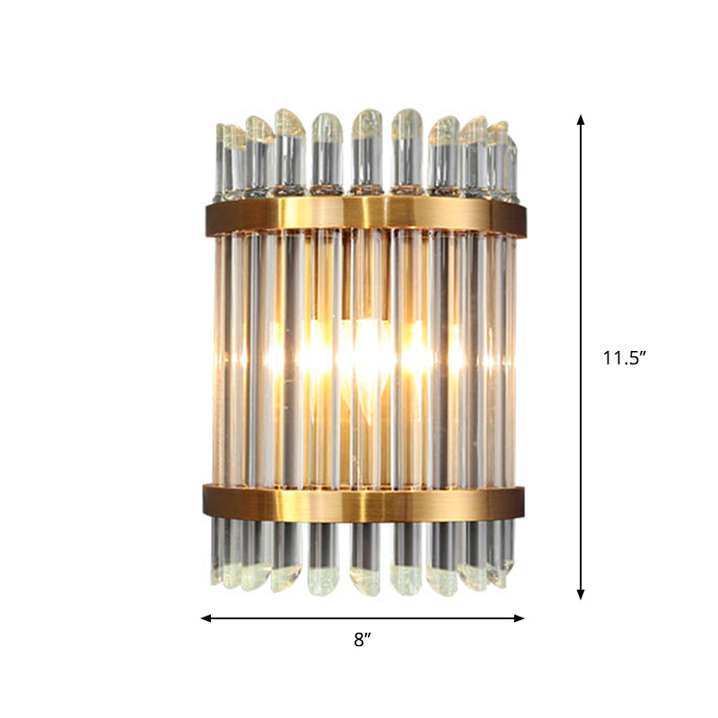 Modernist Half-Cylinder Wall Lighting Clear Crystal 1 Light Living Room Wall Mounted Lamp in Gold Finish