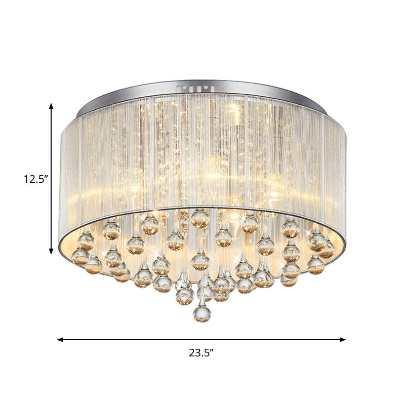 Silver Flush Mount Drum Light Contemporary 6-Light Crystal Bedroom Flush Mount Halterung