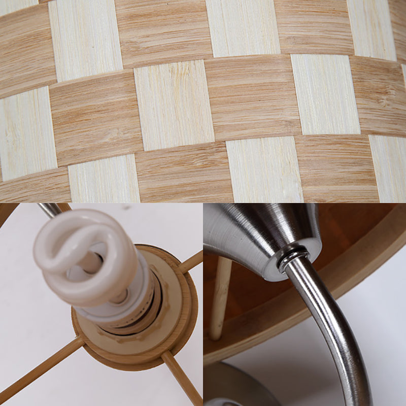 Illuminazione da parete del tamburo tradizionale Bamboo 1 lampada in legno di legno per sala da pranzo