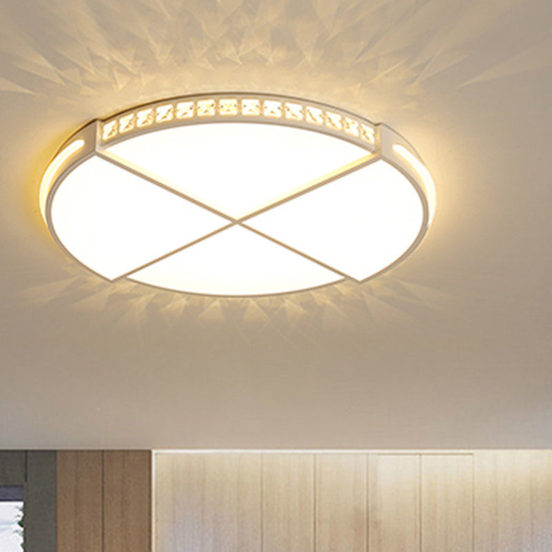 16.5"/20.5" W LED Flush Mount Lamp Simple Round Acrylic Flush Ceiling Light Fixture in White for Bedroom, Warm/White Light