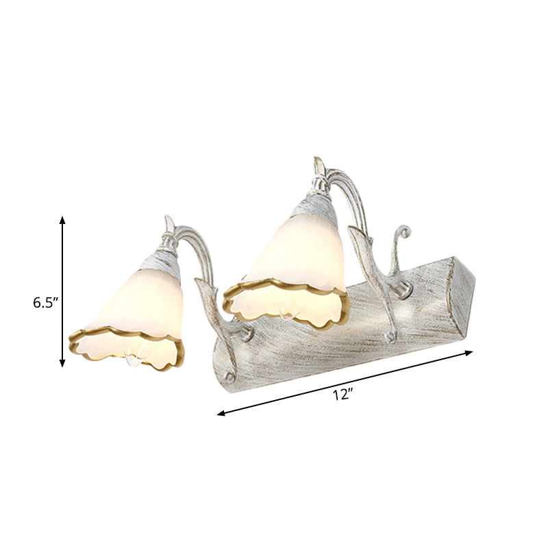 Lampada da parete del bagno del bagno Classic Opal Glass 2/3/4 Luci Bronzo/Luce di trucco bianco