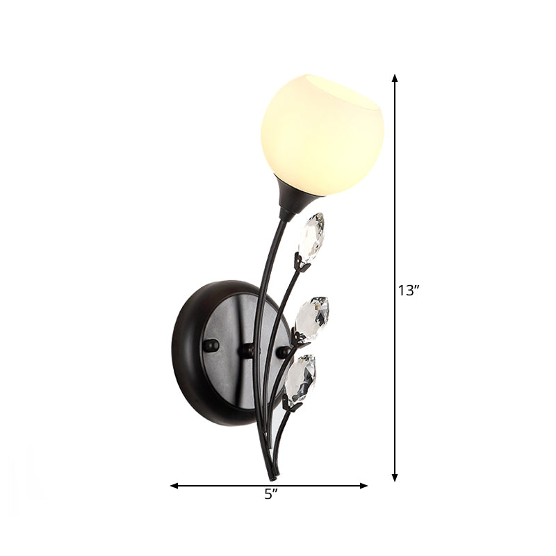 Bulle Shade White Glass Sconce Lightture Rustic 1/2 Lights Dining Room Mur Murd Murd en noir
