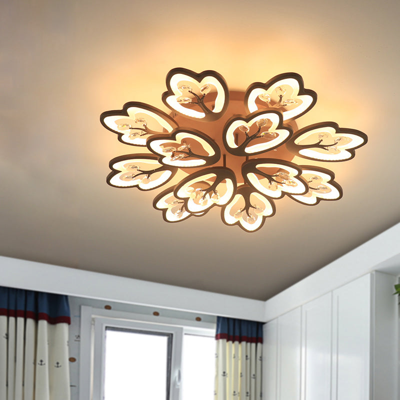 Café 12/15 lumières plafonnier style moderne acrylique floral plafonnier en chaud/blanc/3 couleurs de lumière, 37,5"/41" de large