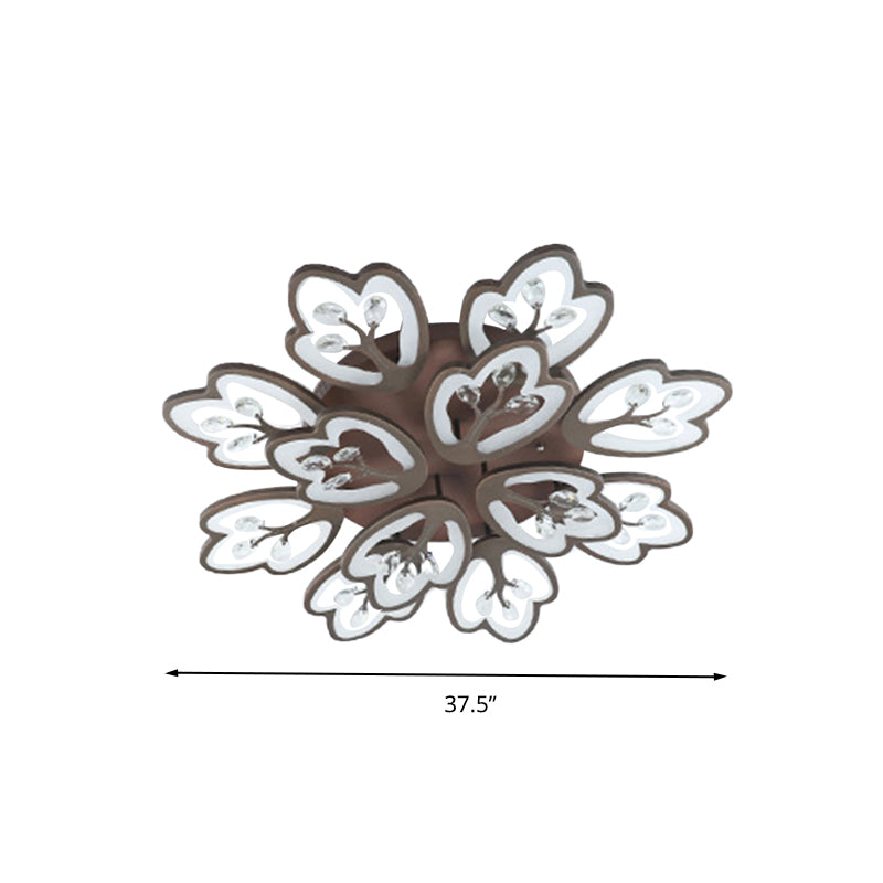 Café 12/15 lumières plafonnier style moderne acrylique floral plafonnier en chaud/blanc/3 couleurs de lumière, 37,5"/41" de large