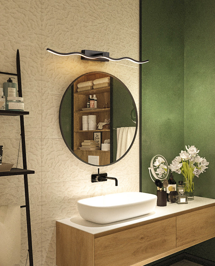 Luz de pared de tocador ondeando lámparas de pared moderna de estilo minimalista de metal