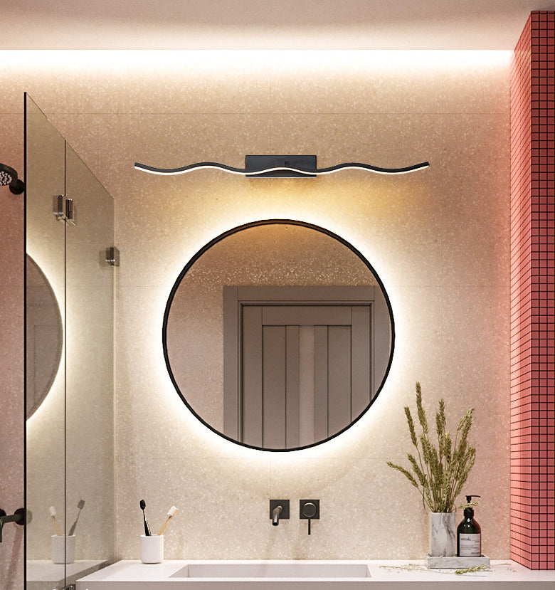 Luz de pared de tocador ondeando lámparas de pared moderna de estilo minimalista de metal