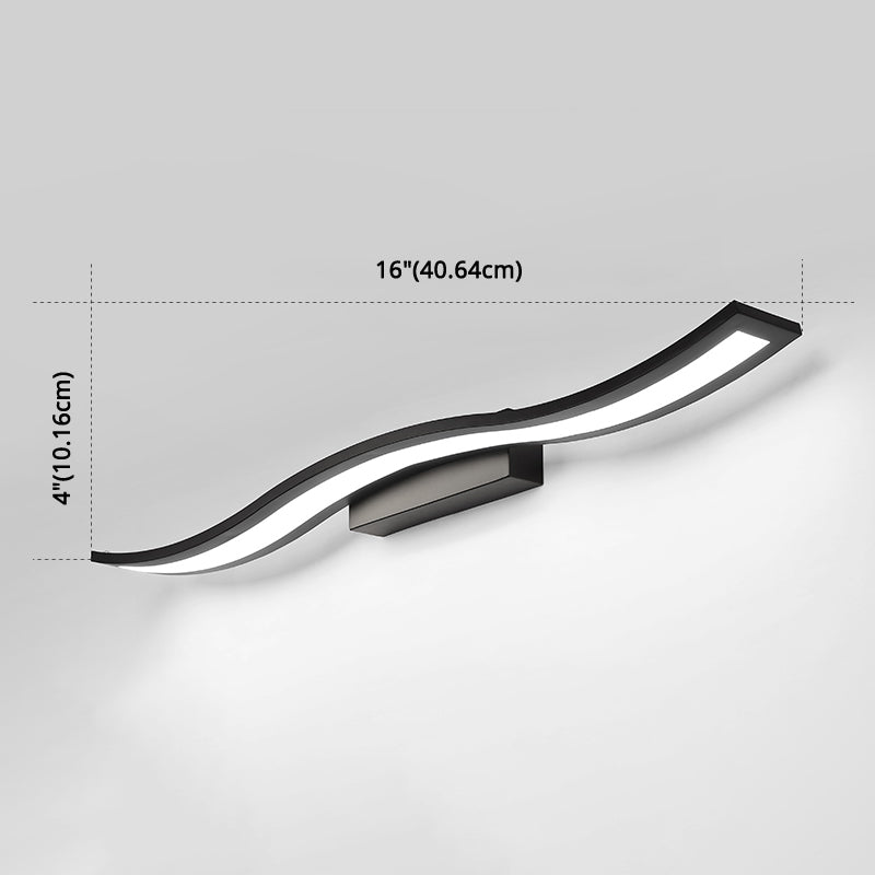 Luz de pared de tocador ondeando lámparas de pared moderna de estilo minimalista de metal