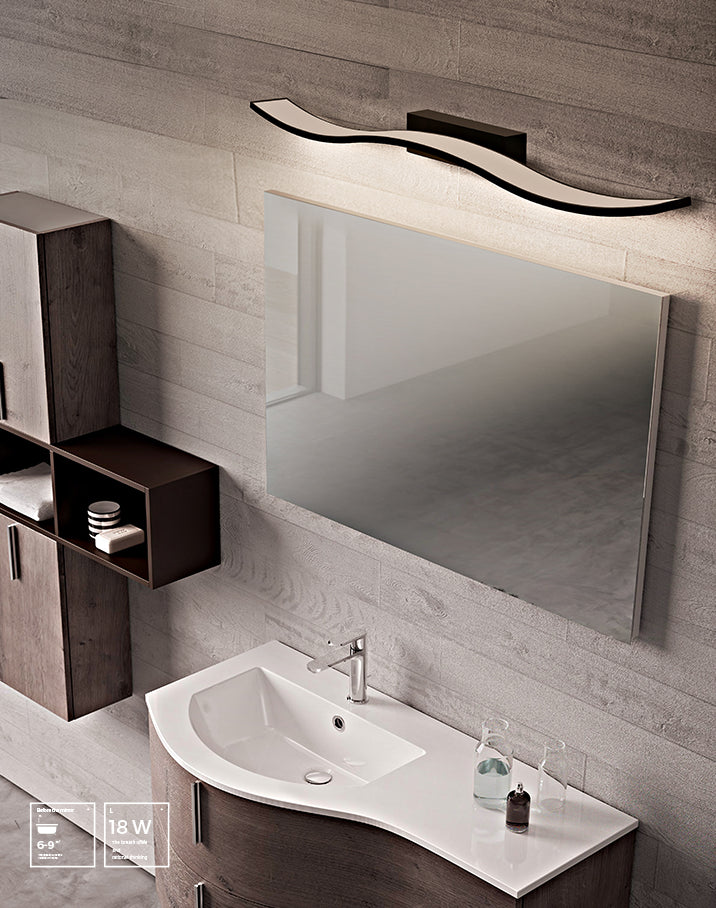 Luz de pared de tocador ondeando lámparas de pared moderna de estilo minimalista de metal