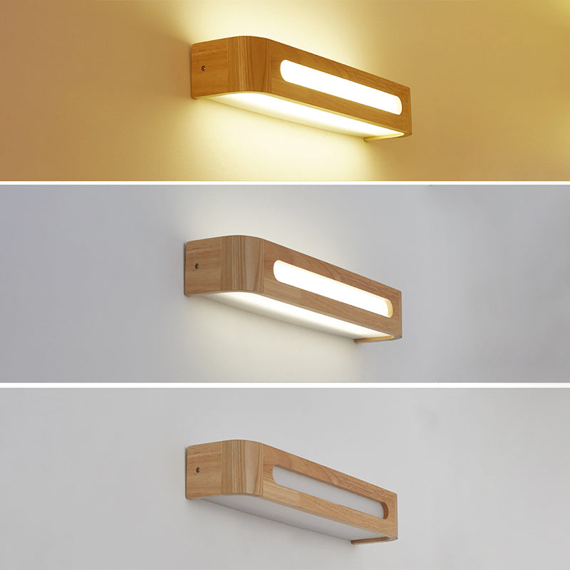 Lampade per pareti di vanità rettangolare Light Nordic Minimalist in legno Vanity Light