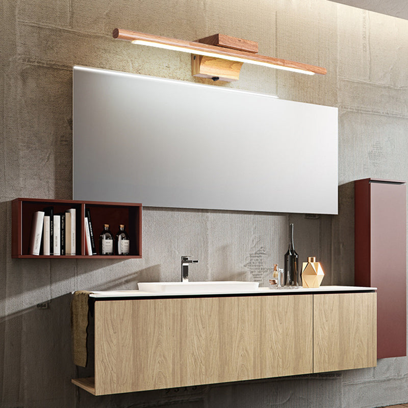 Linear Vanity Wall Light Modern Minimalist Style Wood Single Vanity Light