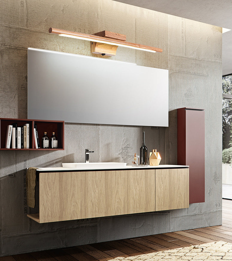 Vanité linéaire lumière murale moderne de style minimaliste en bois unique de vanité unique