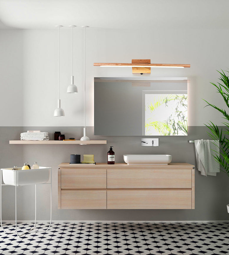 Vanité linéaire lumière murale moderne de style minimaliste en bois unique de vanité unique