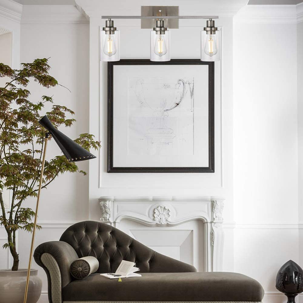 3-Licht-Zylinder Waschtischwandleuchten Retro Industrial Style Glass Waschtisch Licht