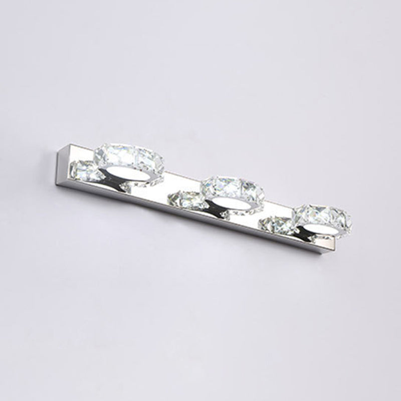 Circle Vanity Wall Light Fixtures Modern Minimalist Style Crystal Vanity Light