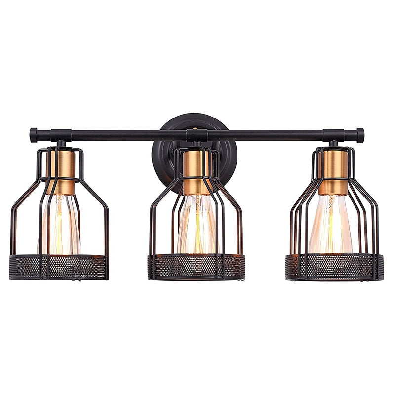 Cage Shade Vanity Wall Light RETRO Style Industrial Metal 3 Light Vanity Light