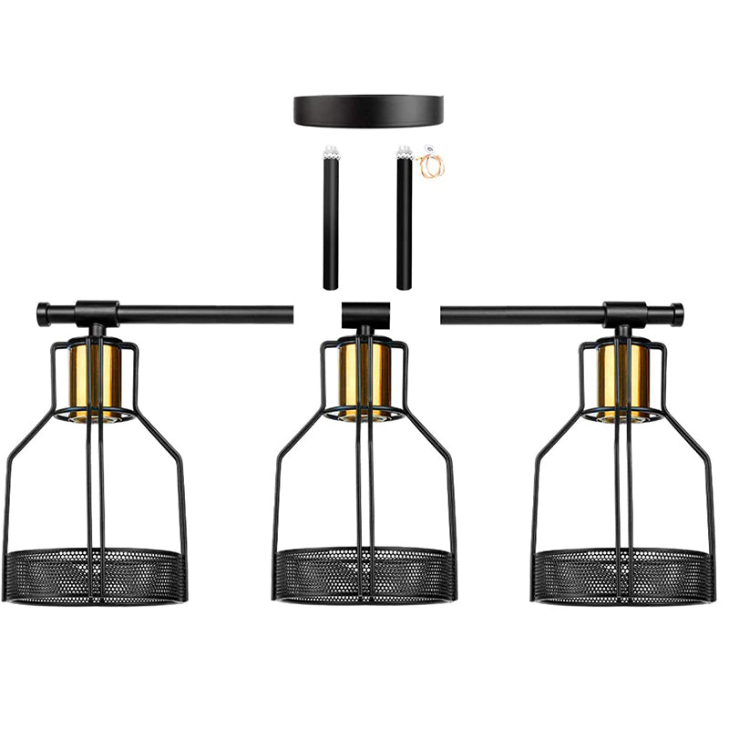 Cage Shade Vanity Wall Light RETRO Style Industrial Metal 3 Light Vanity Light