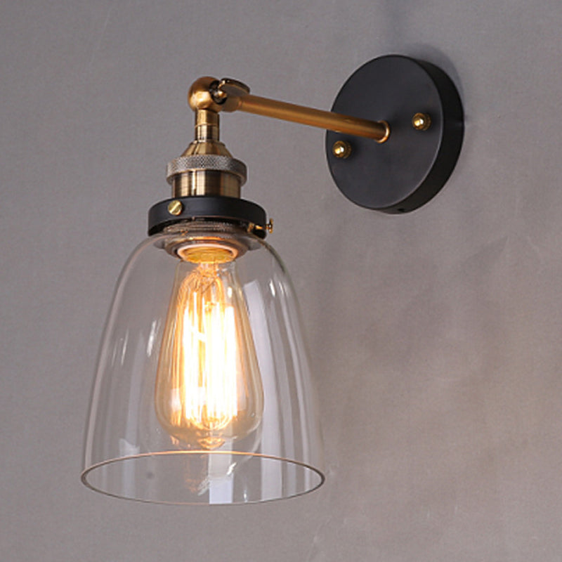 Oval Vanity Wall Light Fixtures Retro Industrial Style Glass Single Vanity Light