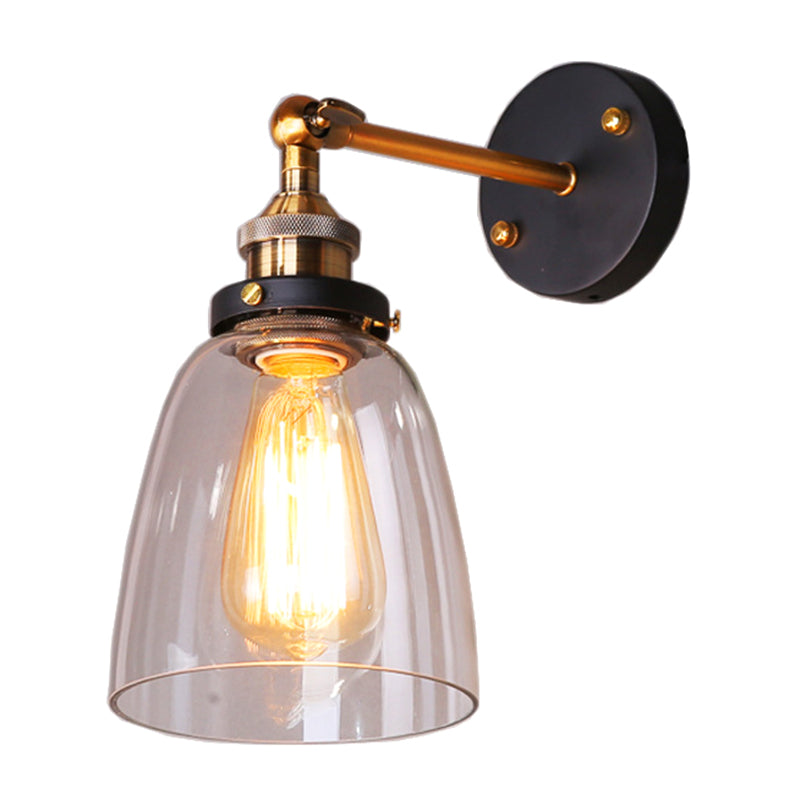 Oval Vanity Wall Light Fixtures Retro Industrial Style Glass Single Vanity Light