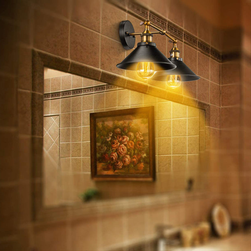 Konischer Schatten Waschtisch Wandleuchte Retro Industrial Style Metal 2 Licht Waschtischlicht