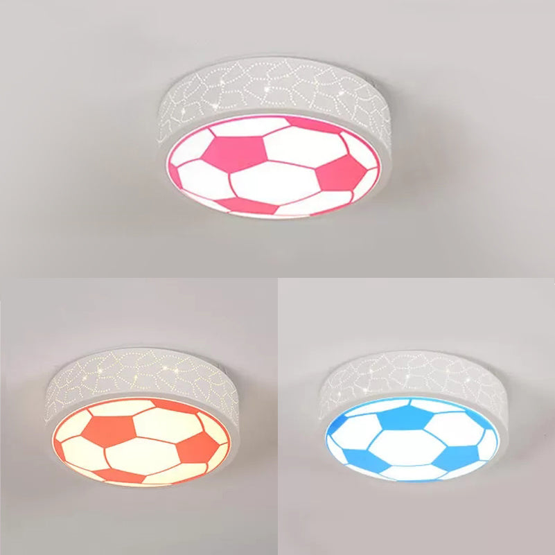 Plafoniera da calcio piatta in metallo, camera da letto per bambini, bagno, sport, luce creativa da incasso