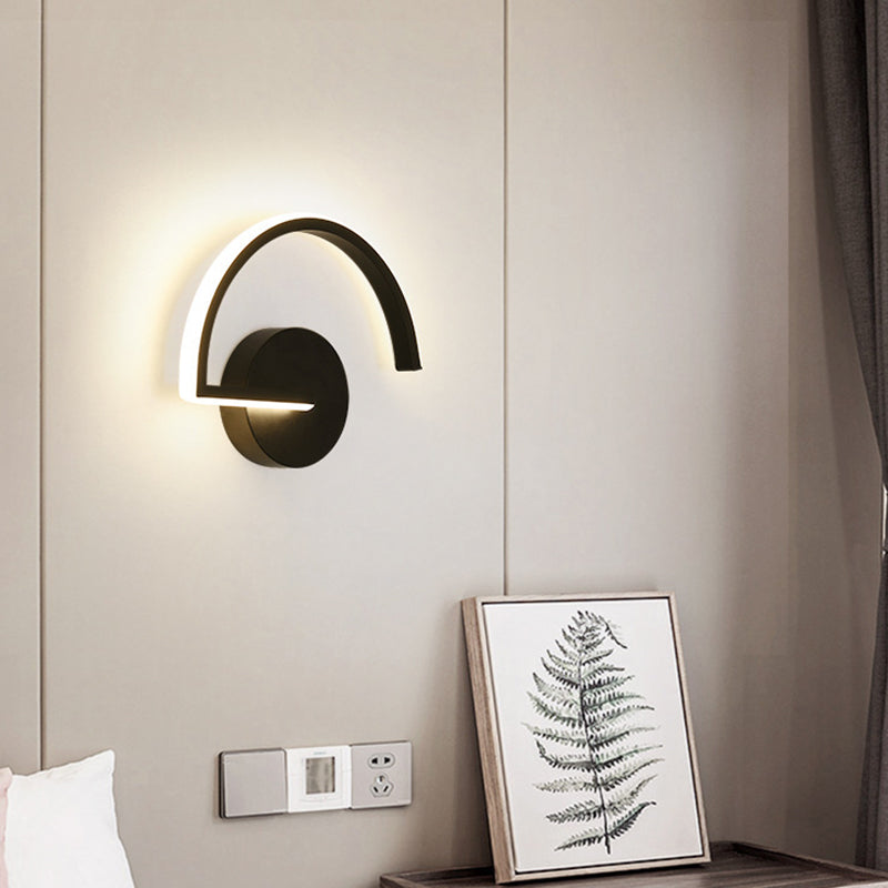 Nordic Fashion Wall Mount Lamp LED Metal Semicircle Sconce Light for Bedroom Living Room