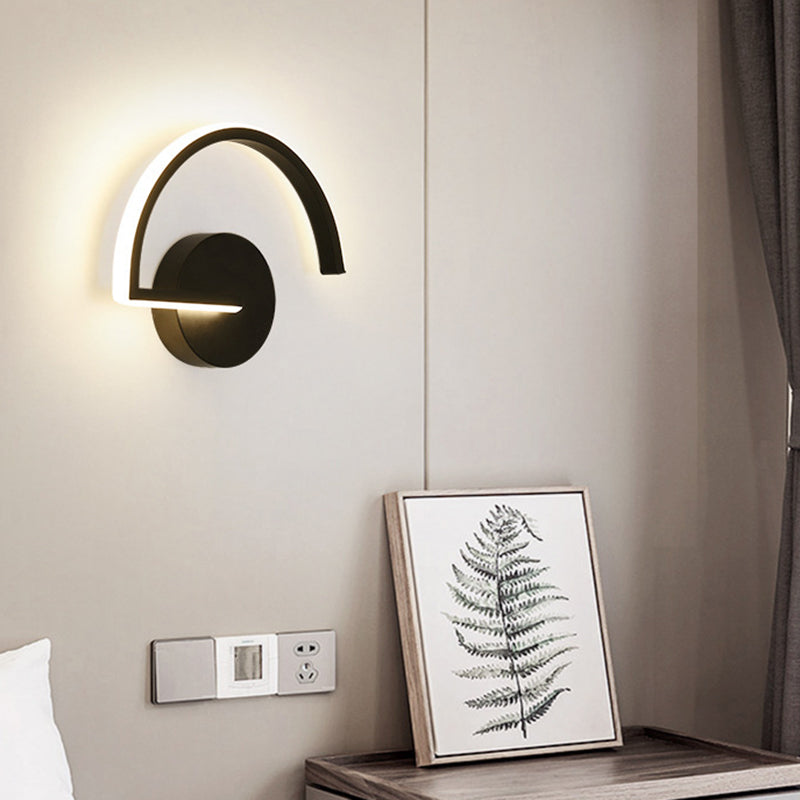 Nordic Fashion Wall Mount Lamp LED Metal Semicircle Sconce Light for Bedroom Living Room