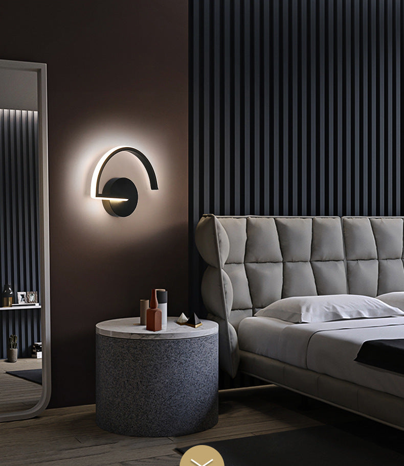 Nordic Fashion Wall Mount Lamp LED Metal Semicircle Sconce Light for Bedroom Living Room