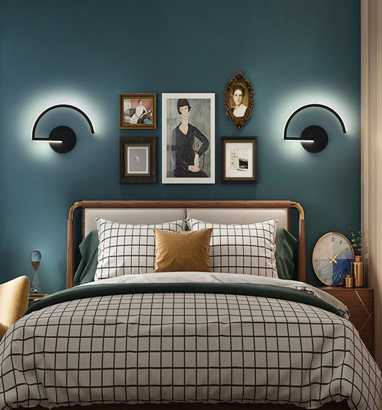 Nordic Fashion Wall Mount Lamp LED Metal Semicircle Sconce Light for Bedroom Living Room