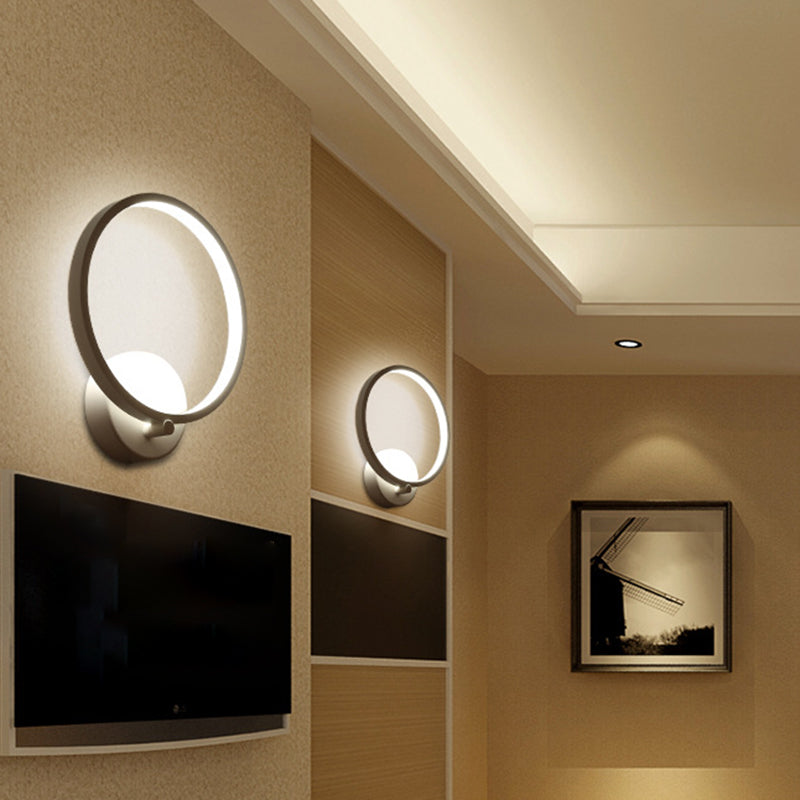 Contemporary LED Sconce Light Fixture Creative Metal Circle Shade Wall Lamp for Bedroom