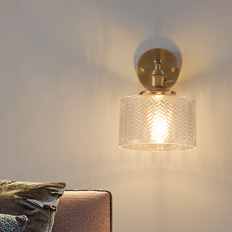 Brass Industrial Wall Light Adjustable Sconce Light for Bedroom Hotel in Glass Shade