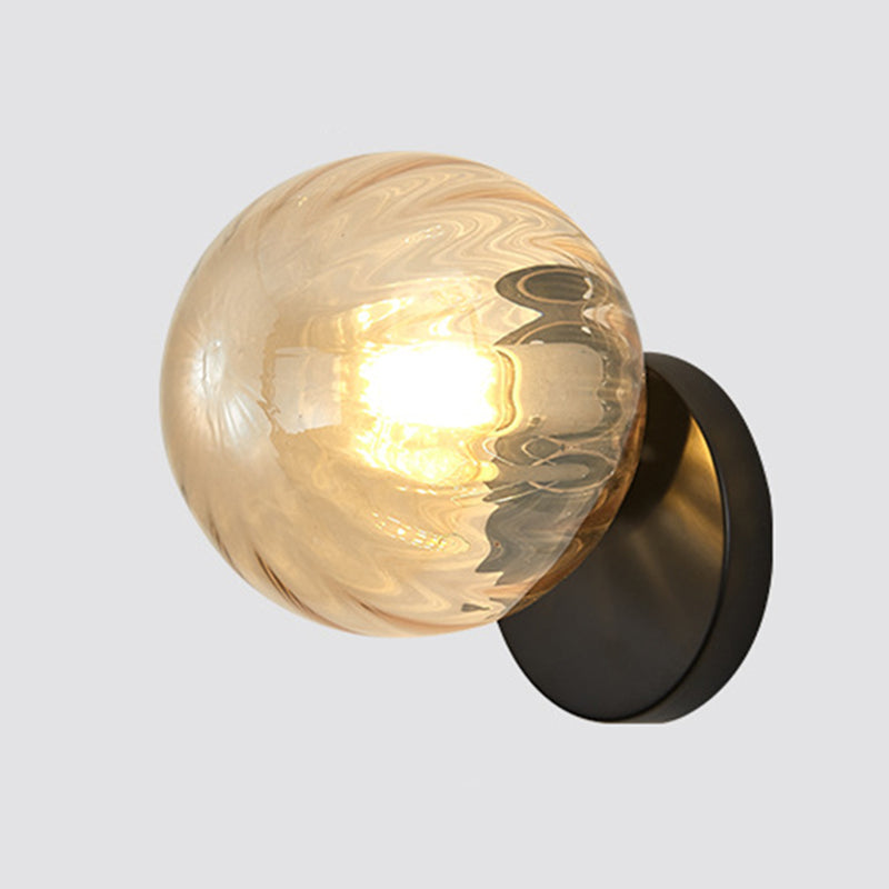 Modern Simplicity Wall Sconce 1 Light Metal Wall Lamp with Glass Ball Shade