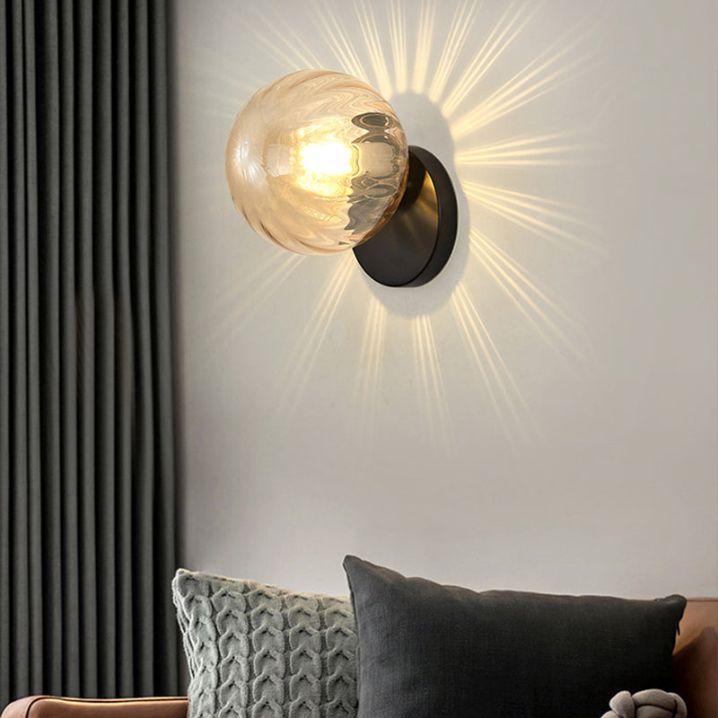 Modern Simplicity Wall Sconce 1 Light Metal Wall Lamp with Glass Ball Shade