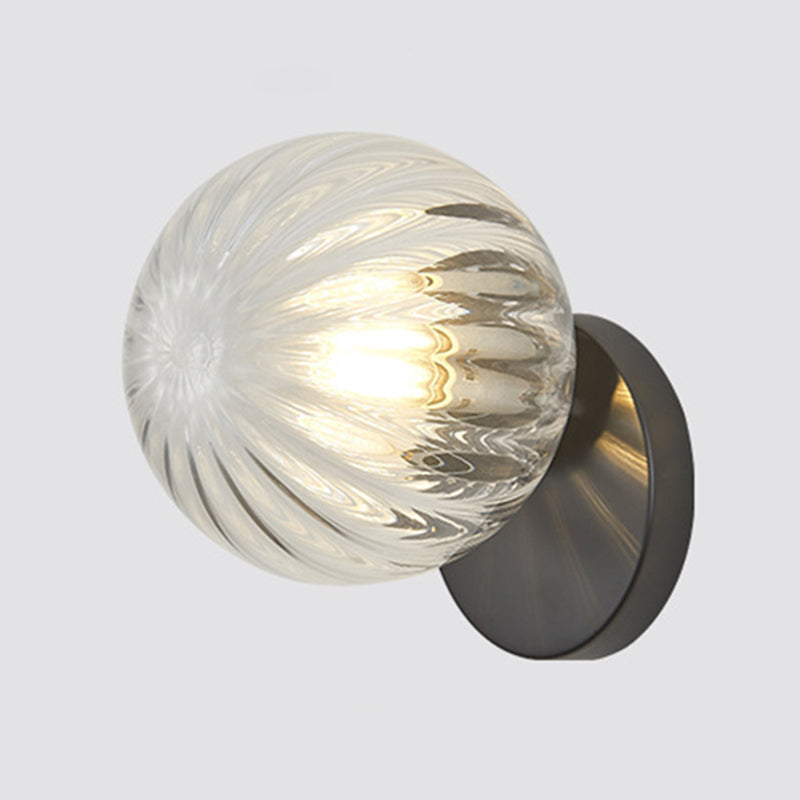 Modern Simplicity Wall Sconce 1 Light Metal Wall Lamp with Glass Ball Shade