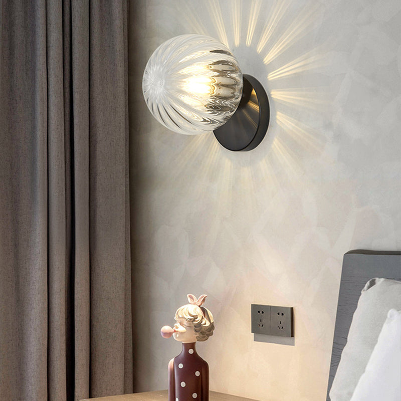 Modern Simplicity Wall Sconce 1 Light Metal Wall Lamp with Glass Ball Shade