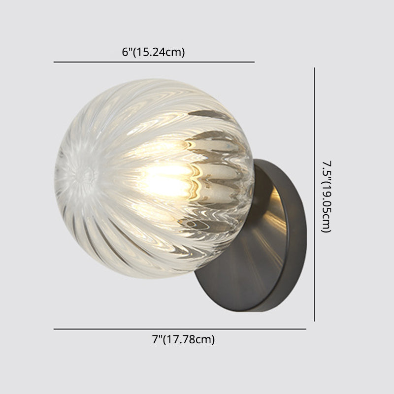Modern Simplicity Wall Sconce 1 Light Metal Wall Lamp with Glass Ball Shade