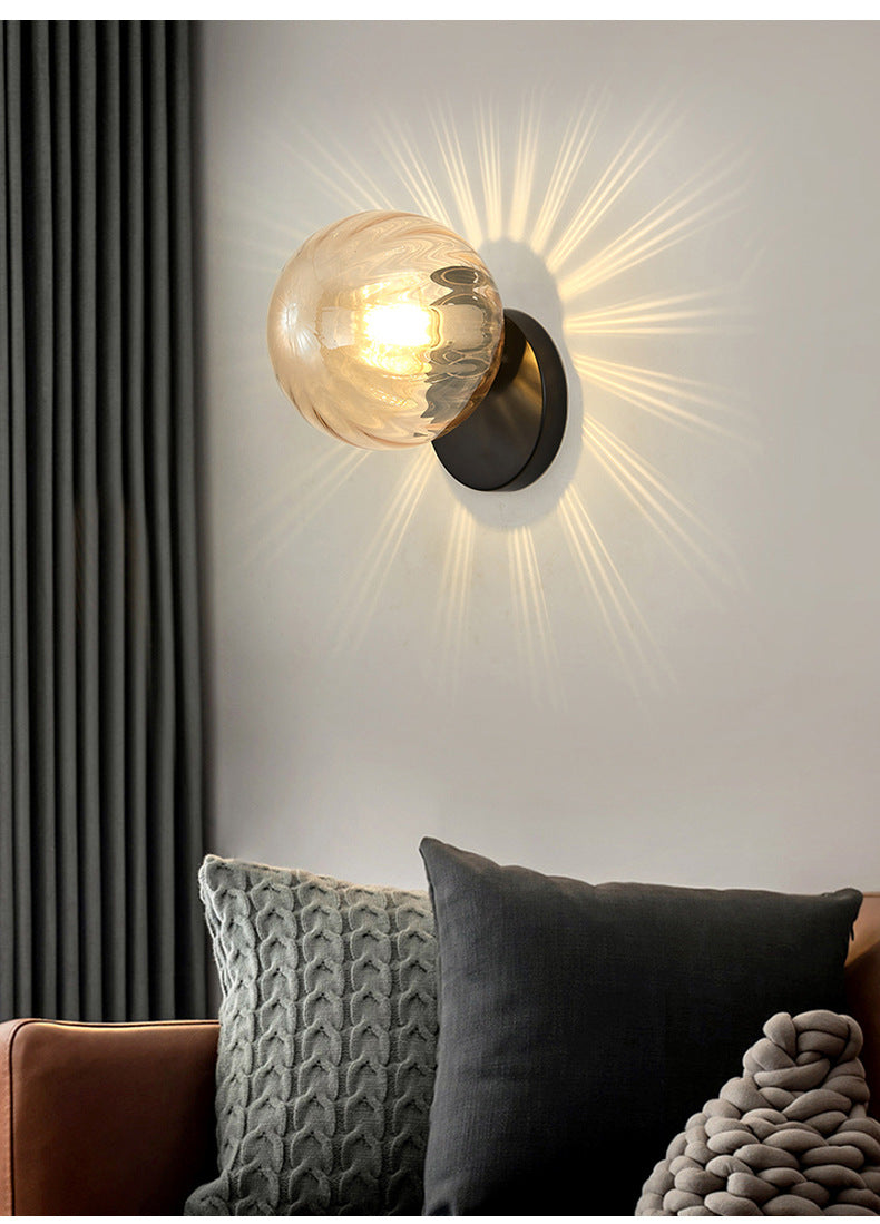 Modern Simplicity Wall Sconce 1 Light Metal Wall Lamp with Glass Ball Shade