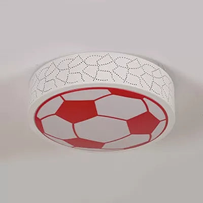 Plafoniera da calcio piatta in metallo, camera da letto per bambini, bagno, sport, luce creativa da incasso