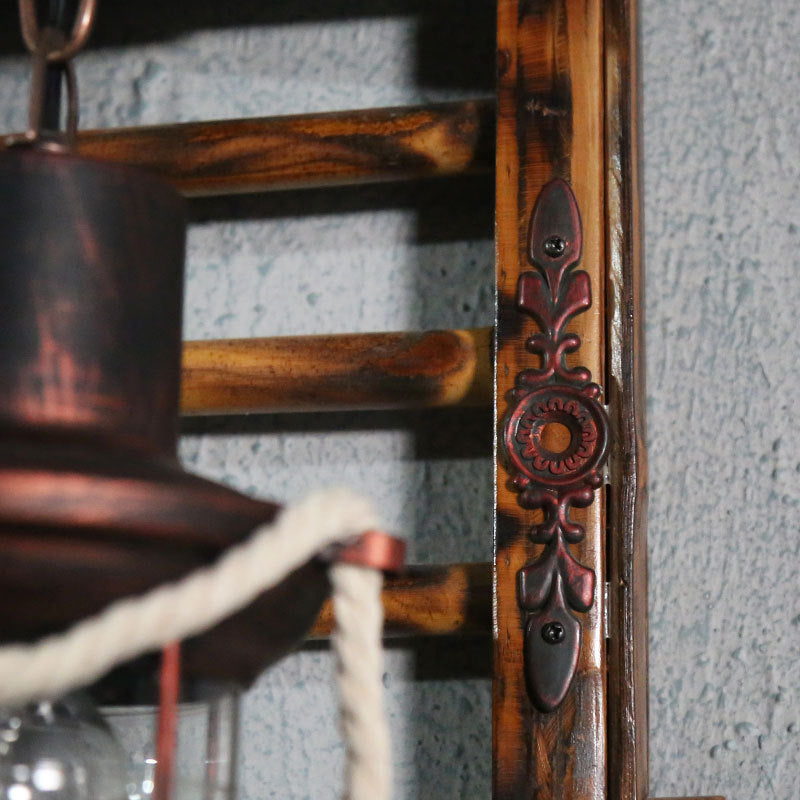 Retro Rustic Style Wall Lighting Ideas Bamboo Hanging Board Suspended Wall Sconce for Attic Tearoom